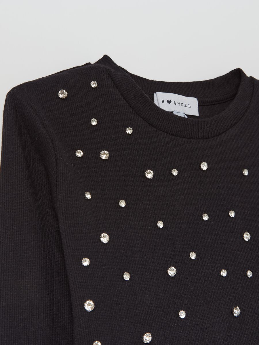 Long-sleeved T-shirt with diamantés_5