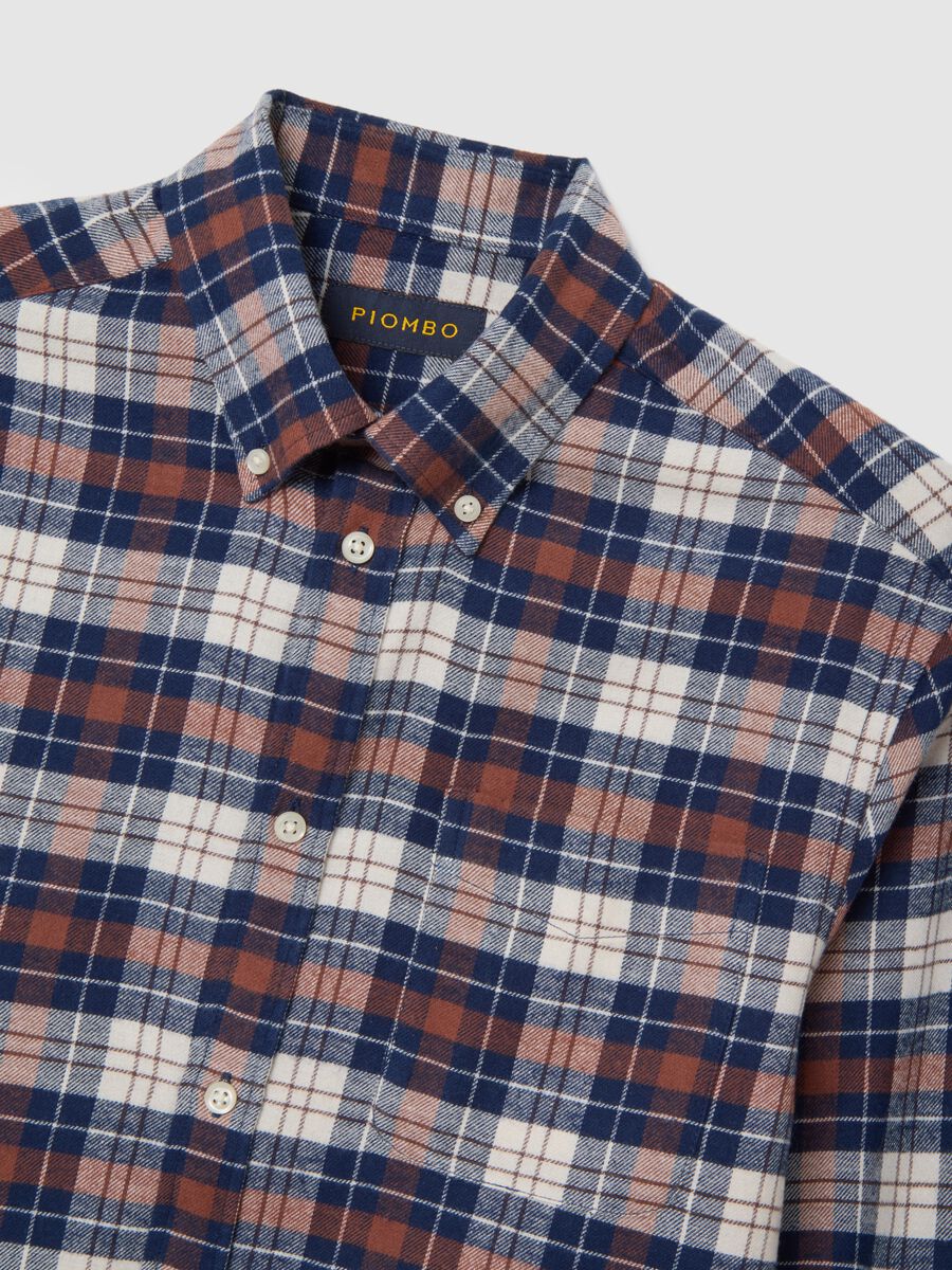 Multicolour long-sleeve shirt in pure cotton, regular fit, checked_1