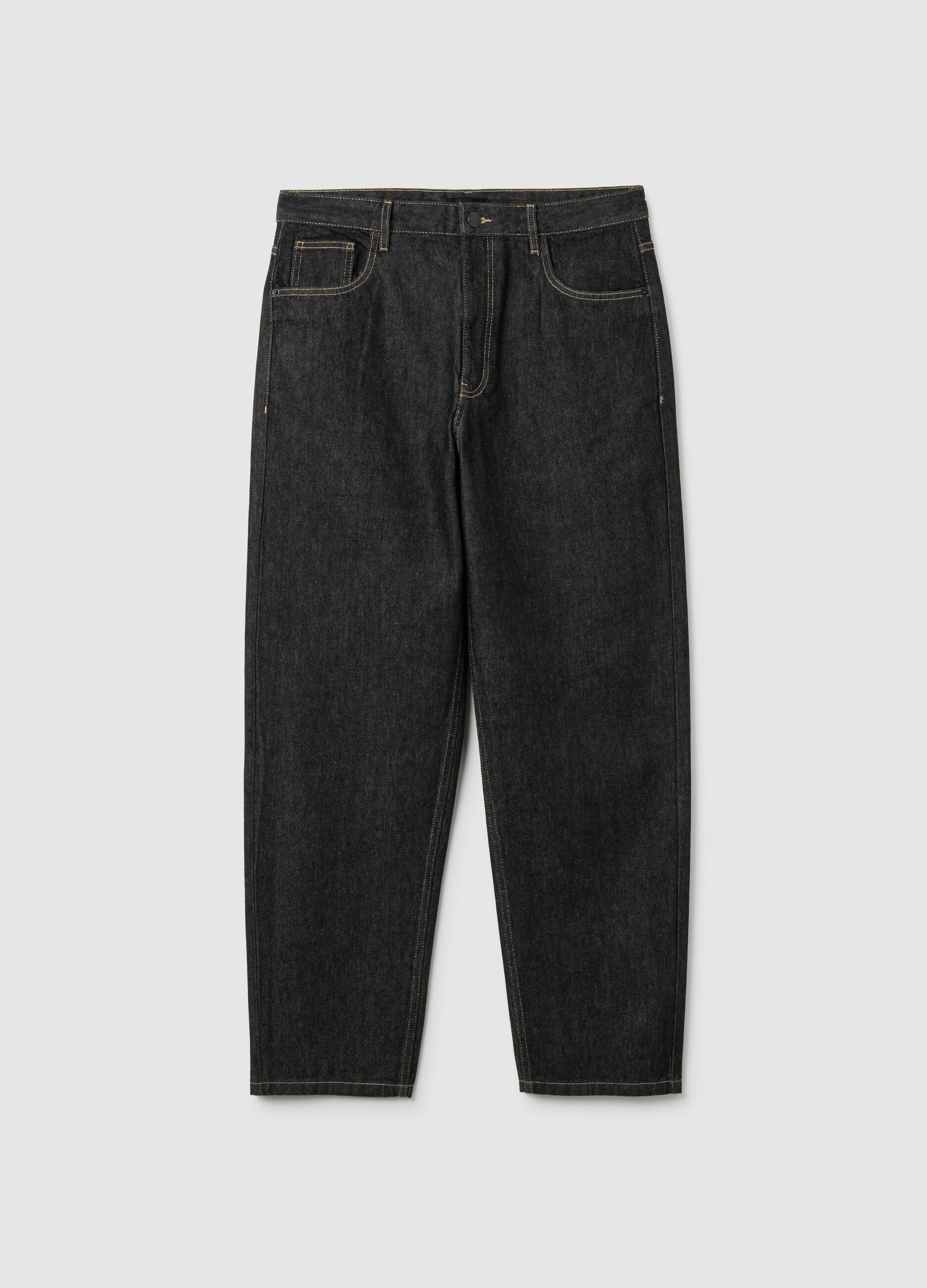 Black Baggy Jeans in Pure Cotton