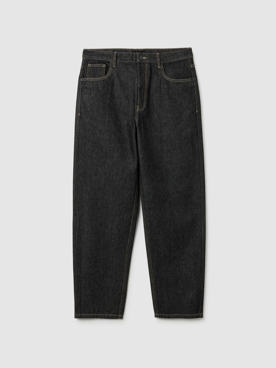 Black Baggy Jeans in Pure Cotton_0