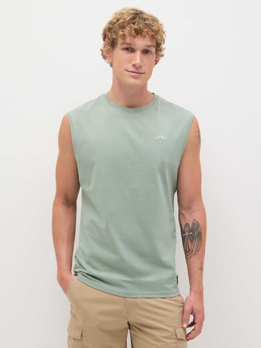 Men's Green Pure Cotton Vest Regular Fit_0
