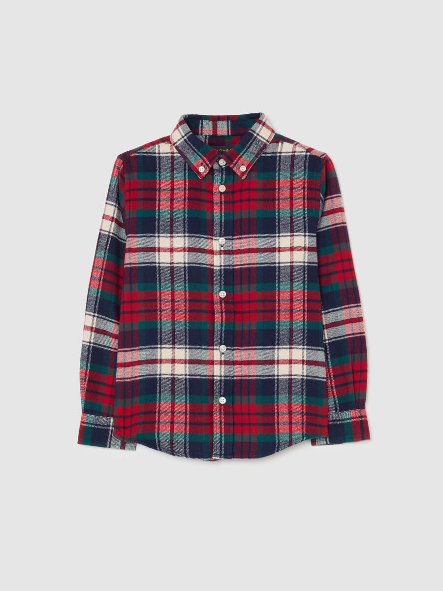 Children's multicolour check regular fit shirt in pure cotton_0