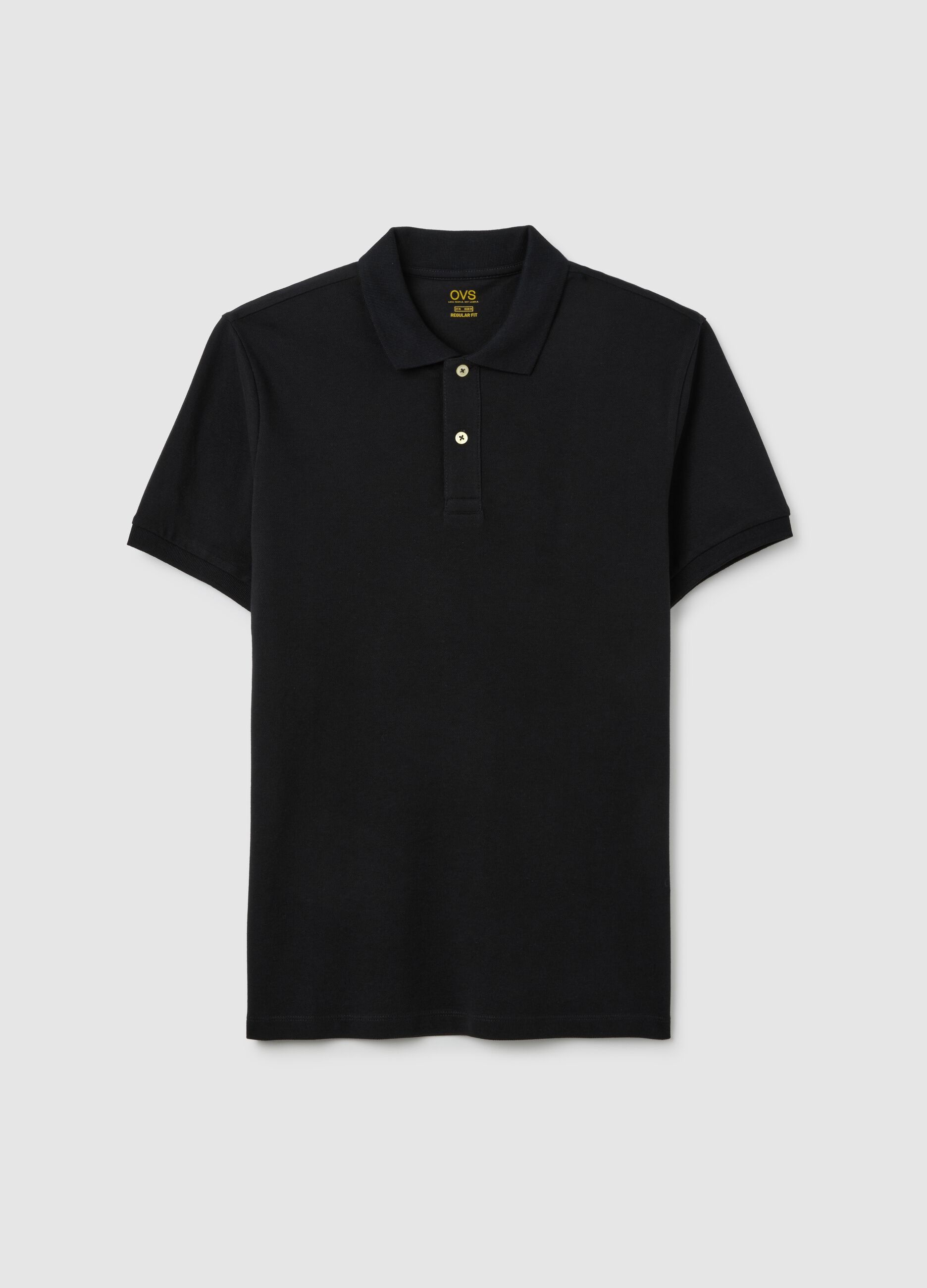 Men's black pure cotton polo regular fit