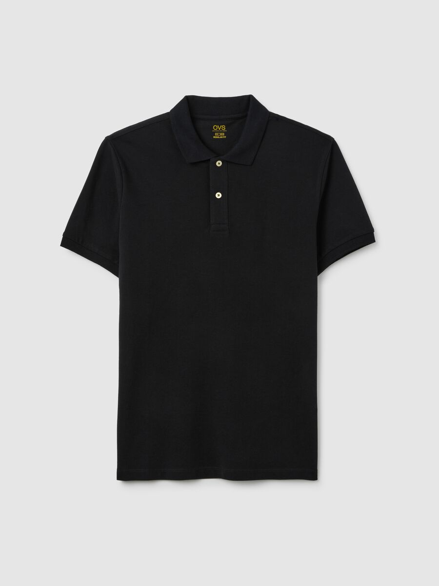 Polo da uomo in puro cotone nero regular fit_4