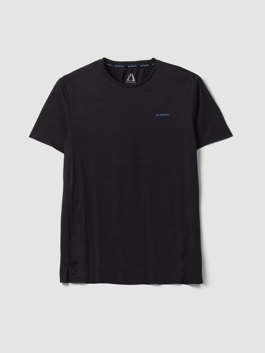 T-shirt traspirante nera girocollo slim fit ALTAVIA RUNNING_0