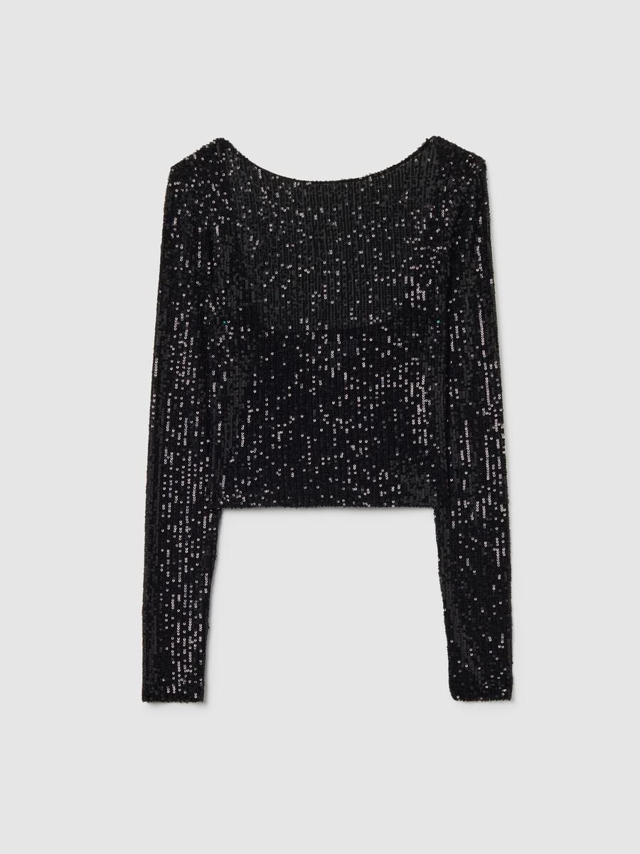 Black long-sleeve t-shirt with sequins_0