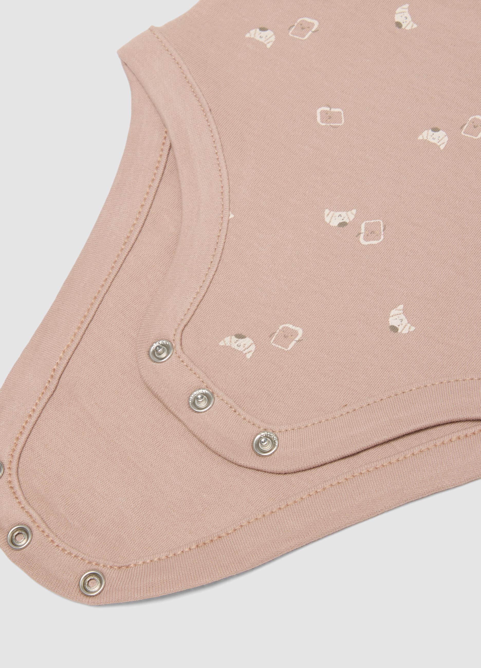 Tripack di body rosa e beige in cotone organico a maniche corte per neonati e bimbi