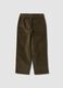 Pantaloni verdi in cotone elasticizzato a coste_1