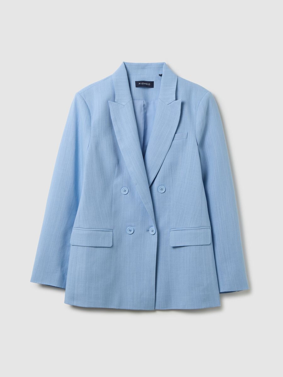 Women’s light blue regular-fit blazer in cotton blend with buttons_4