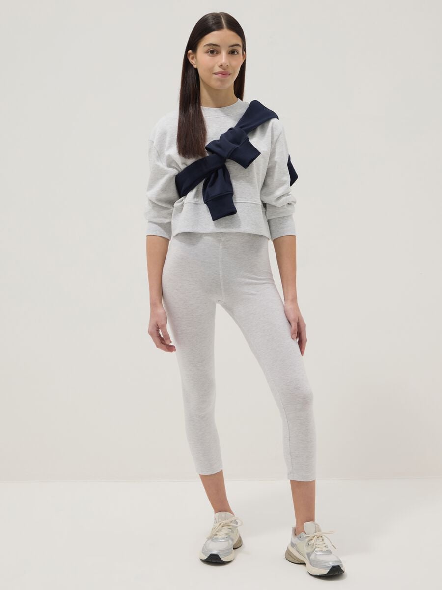 Leggings skinny in misto cotone grigi da ragazza_0