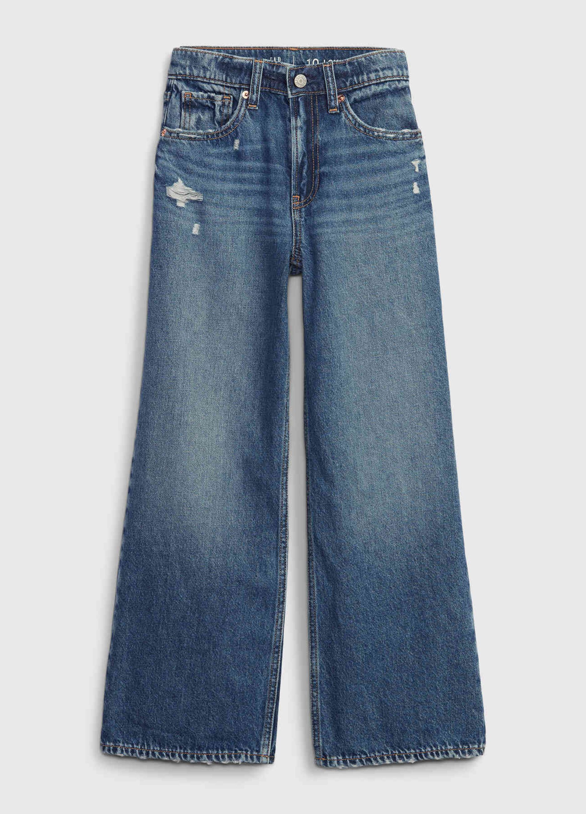 Pantaloni denim ampi in cotone per bambina