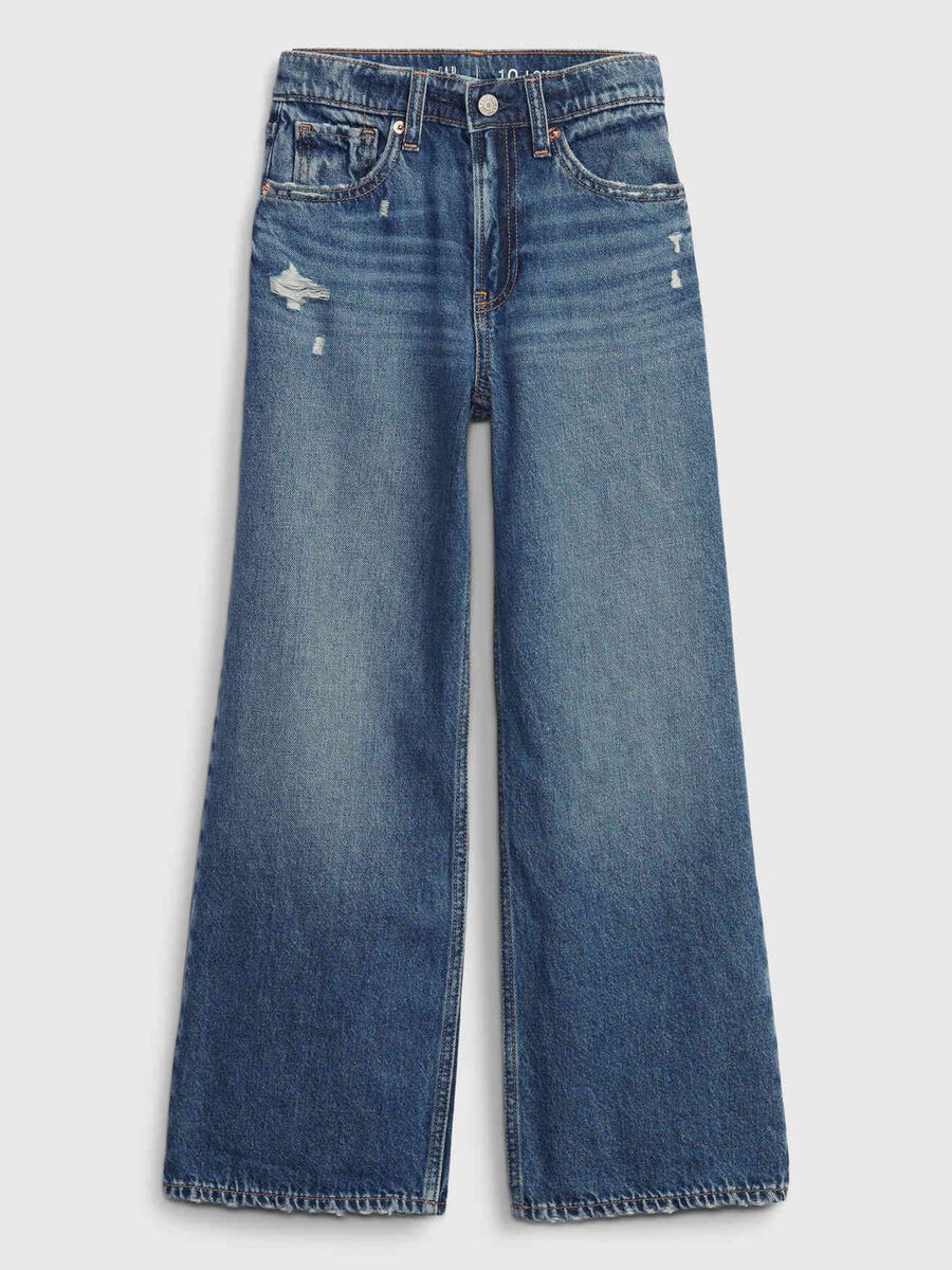Pantaloni denim ampi in cotone per bambina_3
