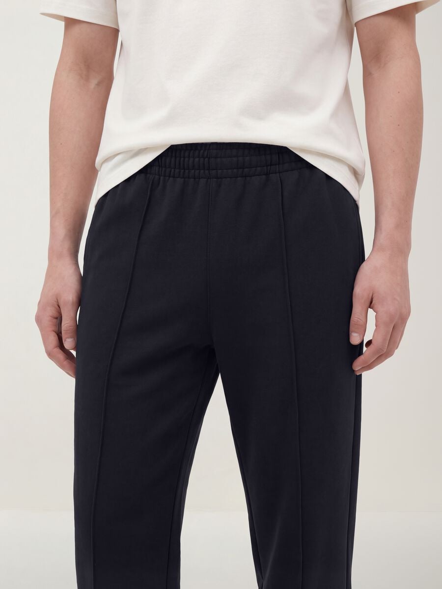 Pantaloni jogger blu notte in tessuto elasticizzato relaxed fit_4