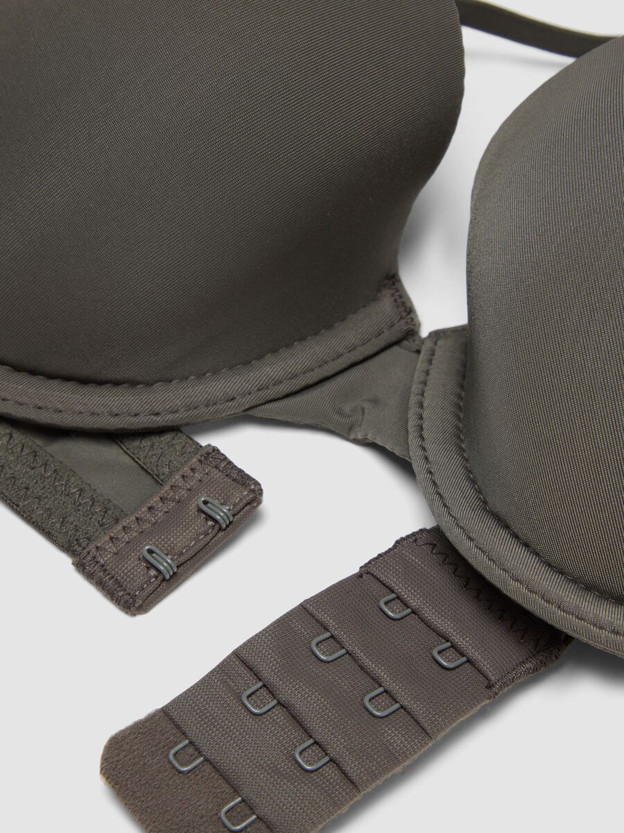 Grey padded stretch-fabric bra_1