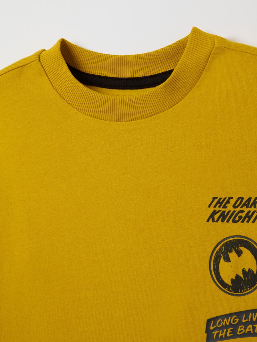 Yellow regular fit pure cotton kids' T-shirt with Batman print_2