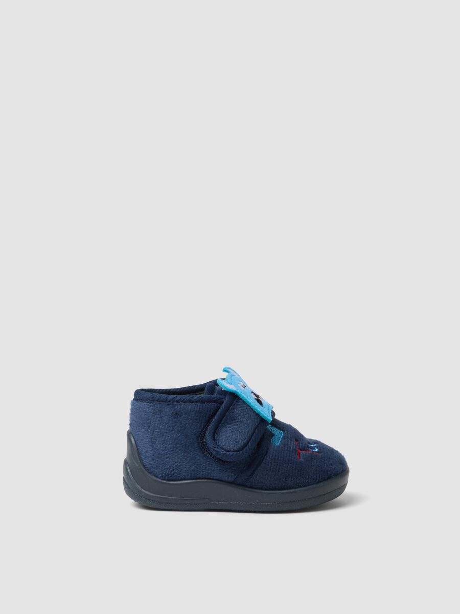 Pantofole blu con mostri ricamati_0