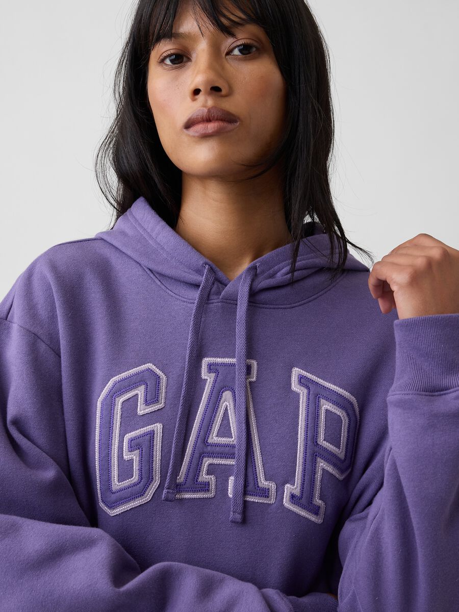 Blackberry purple cotton-blend hoodie with embroidered GAP logo_0