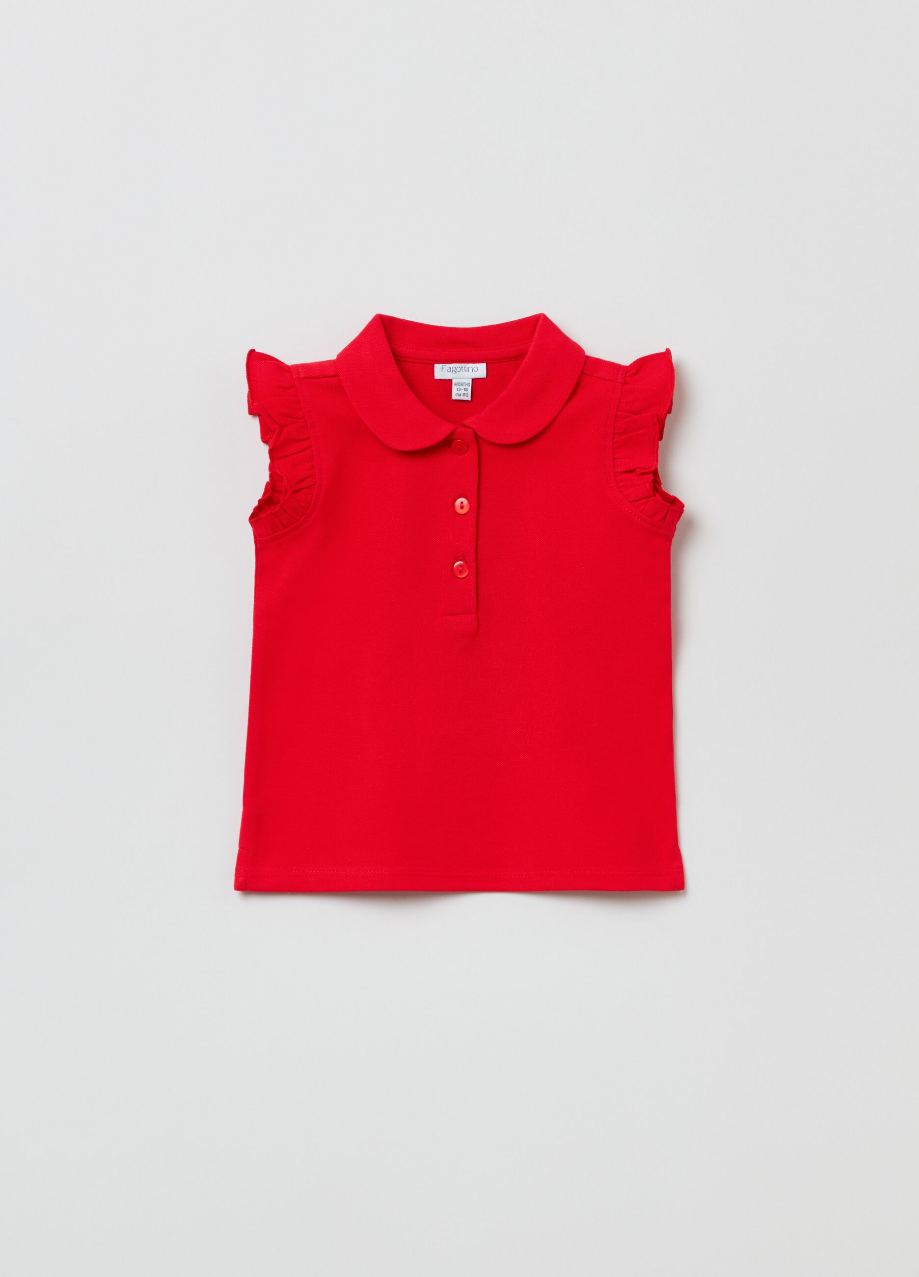 Piquet polo shirt with frills