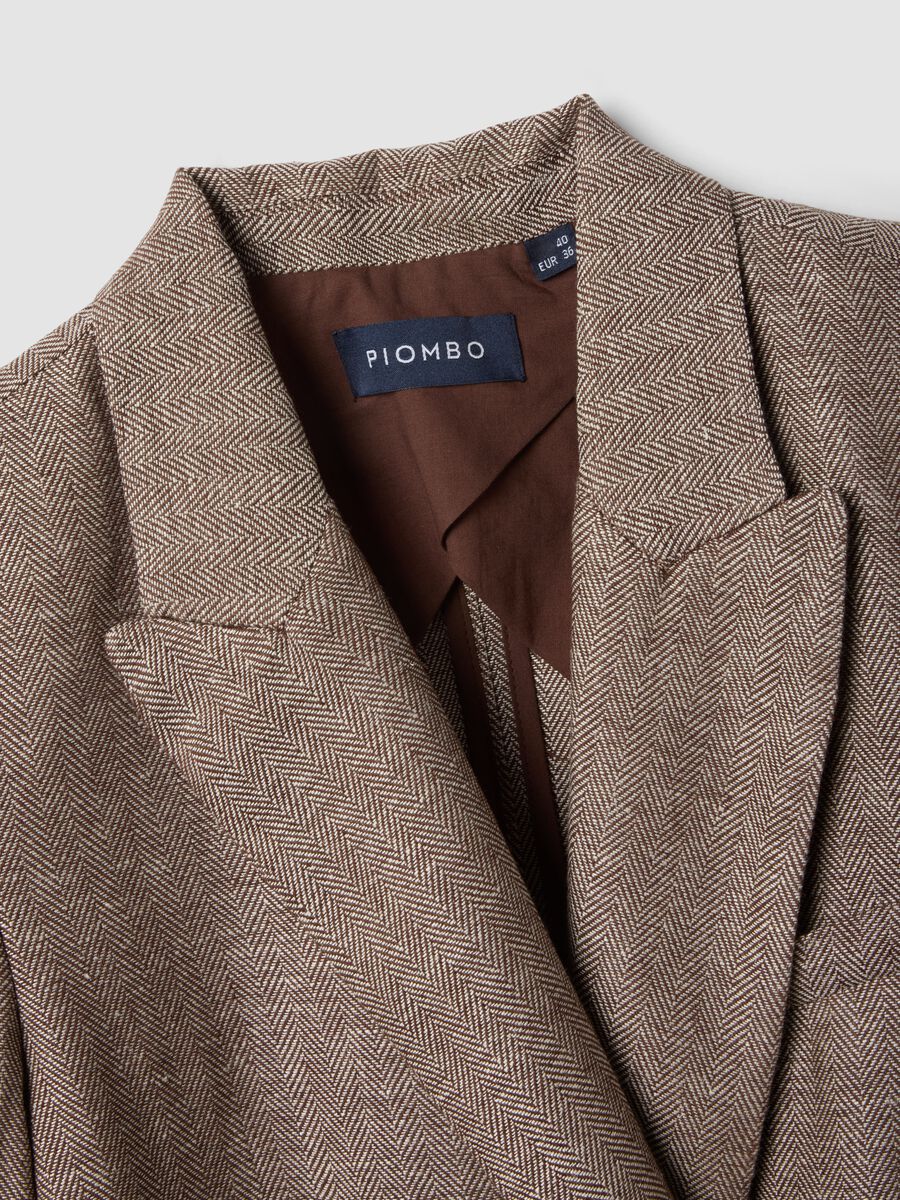 Multicolour viscose and linen mix regular fit blazer_6