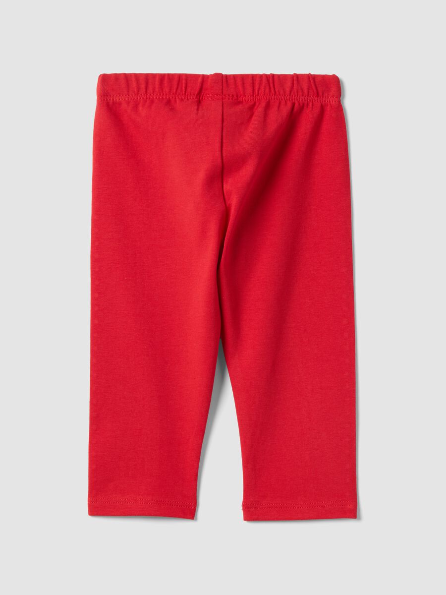 Girls' Red Slim Fit Cotton Stretch Leggings_1