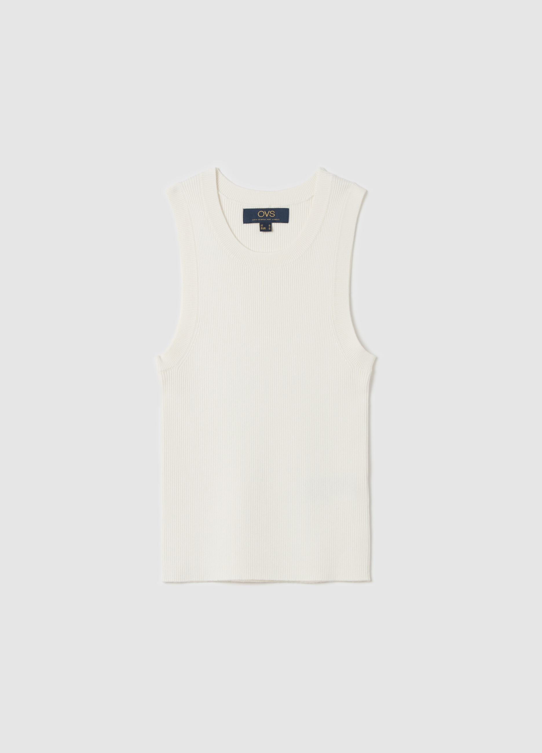 Ribbed tank top with halter neck