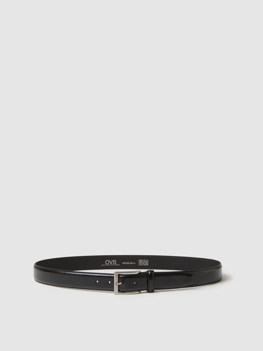 Black genuine leather belt_0