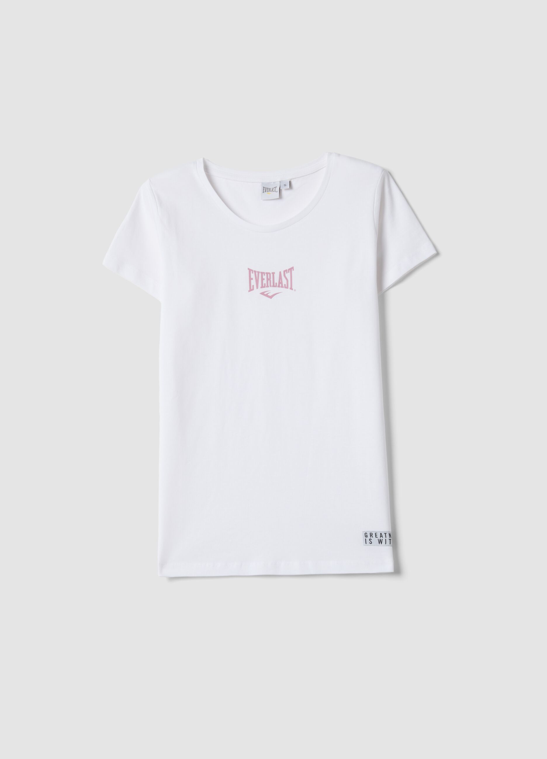 White regular fit pure cotton t-shirt with logo