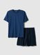 Short blue pure cotton pyjamas with regular fit_4