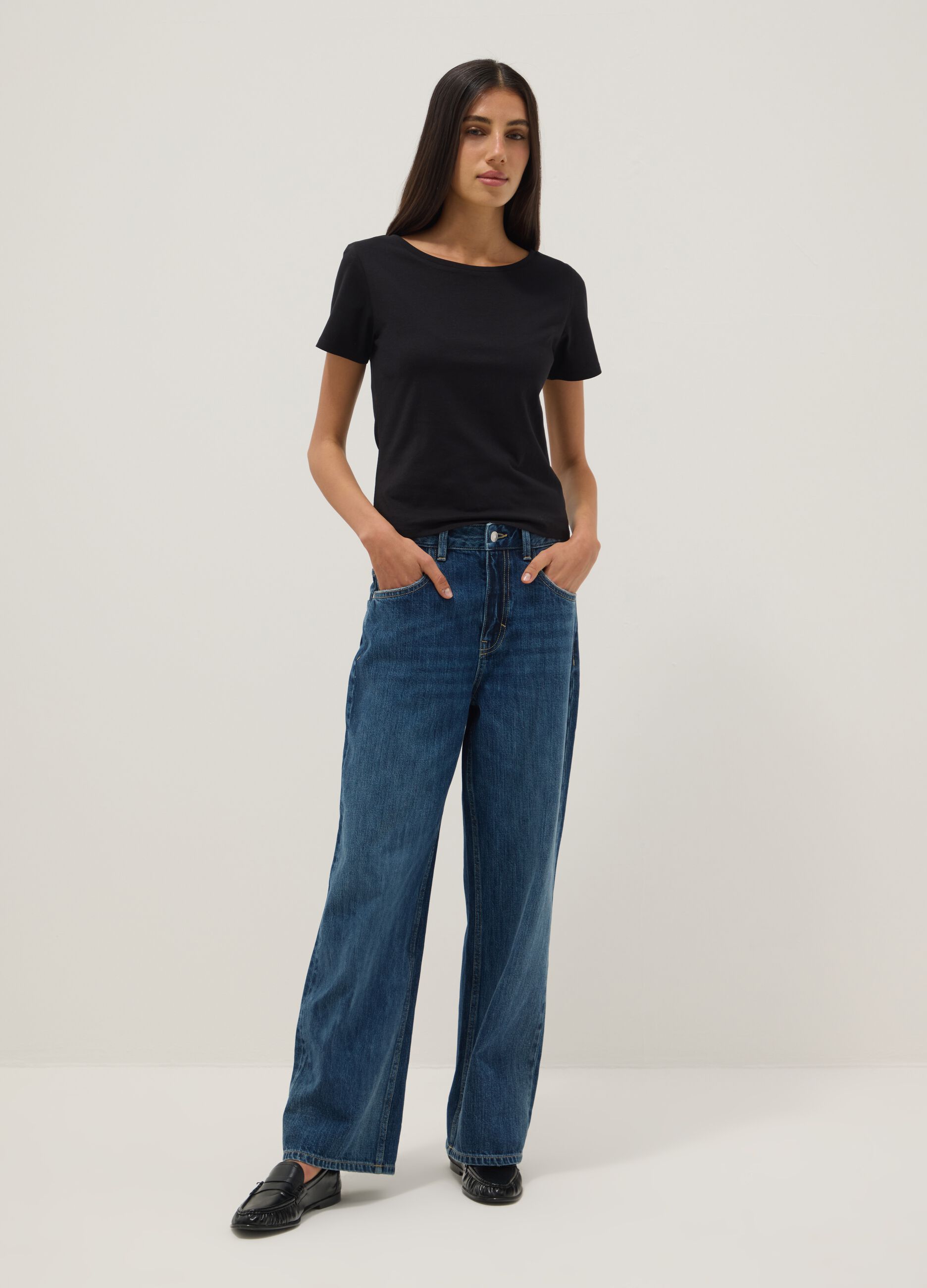 Black pure cotton short-sleeve T-shirt