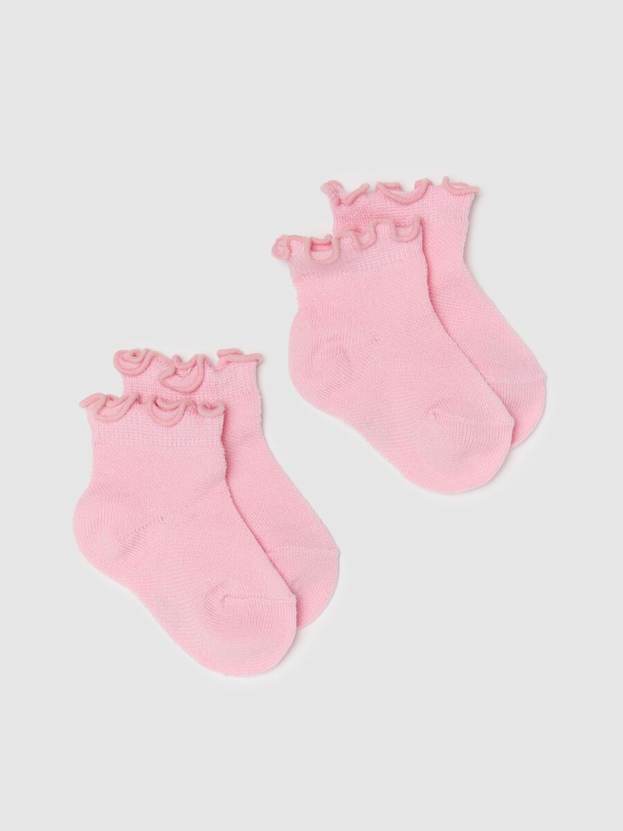 Two-pair pack short socks with wavy edge_0