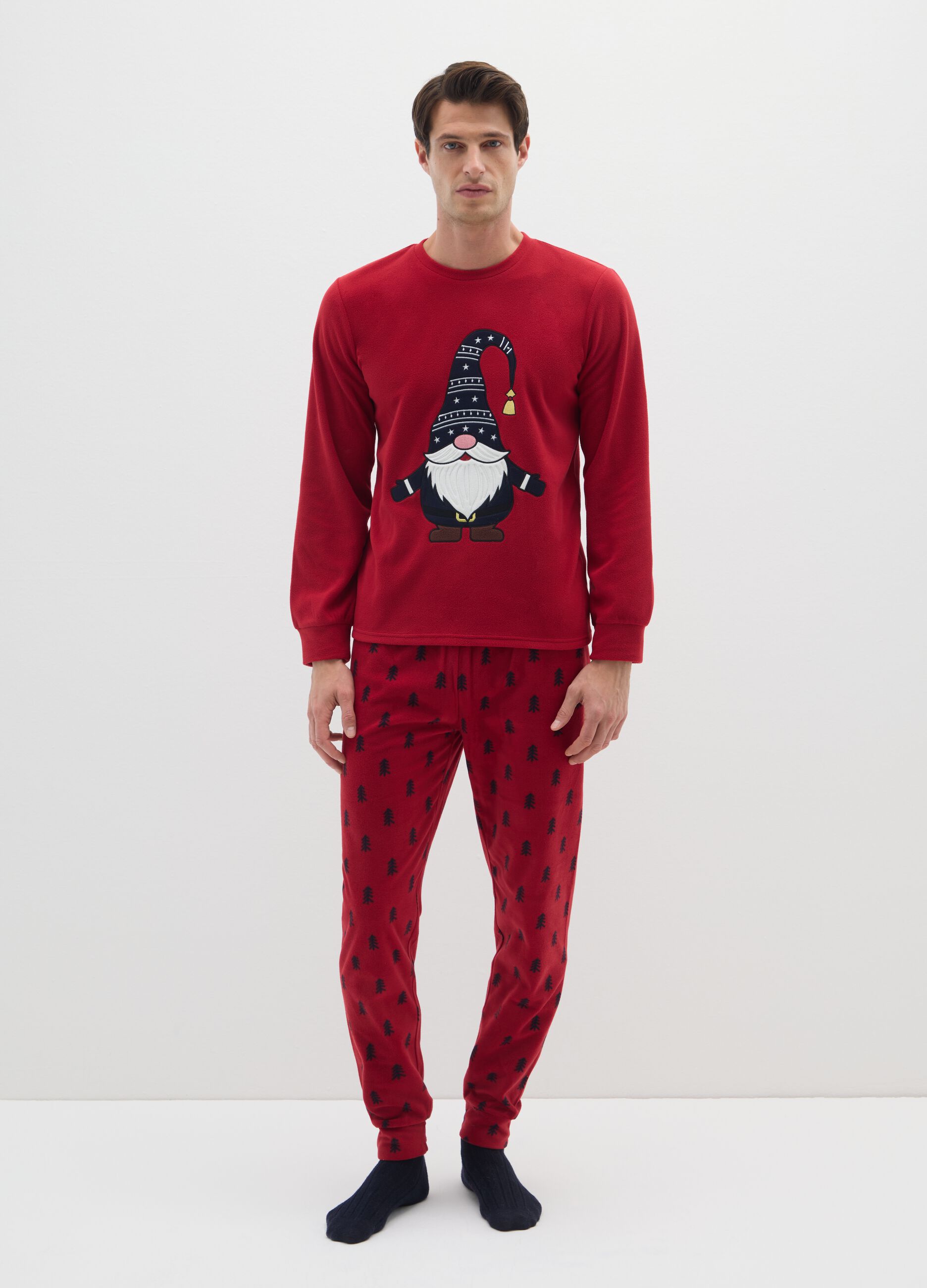 Red long pyjamas regular fit with Christmas motifs