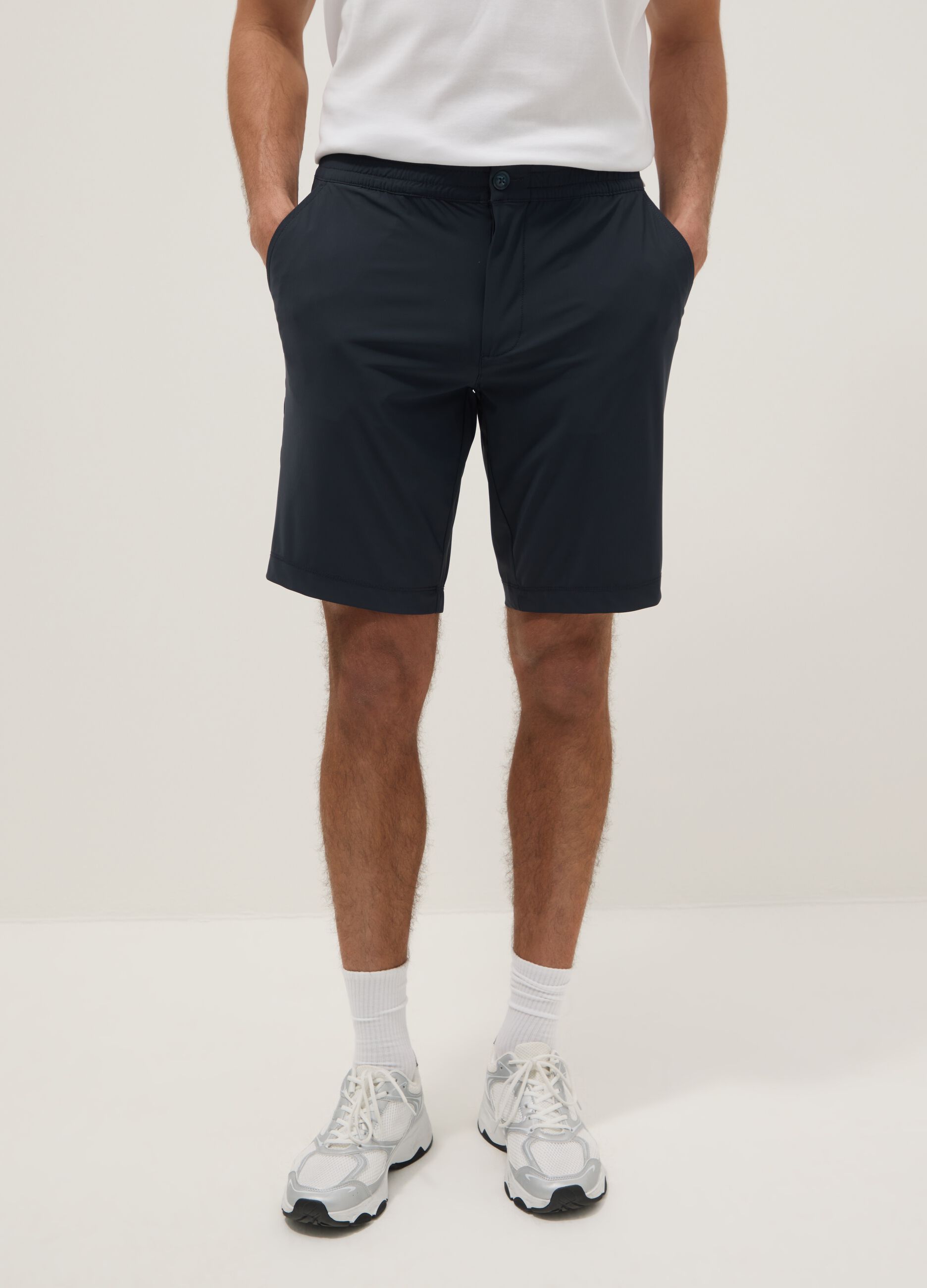 Blue regular-fit stretch chino Bermuda shorts
