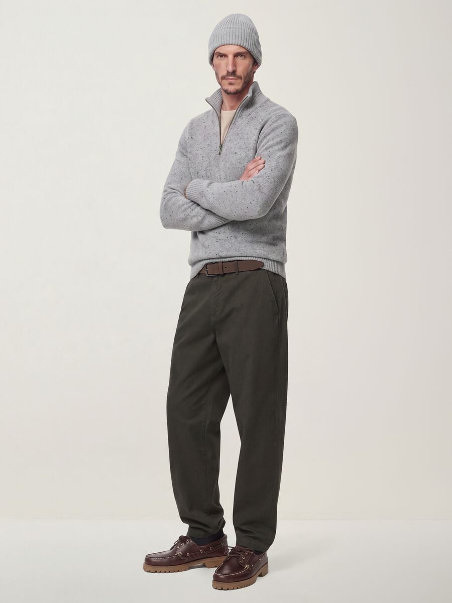 Grey cotton-wool blend half-zip jumper_1