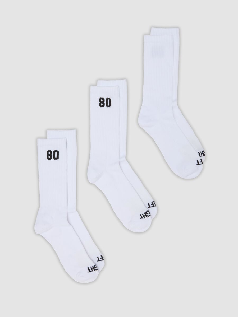 Tripack di calze sportive bianche in cotone organico elasticizzato_0
