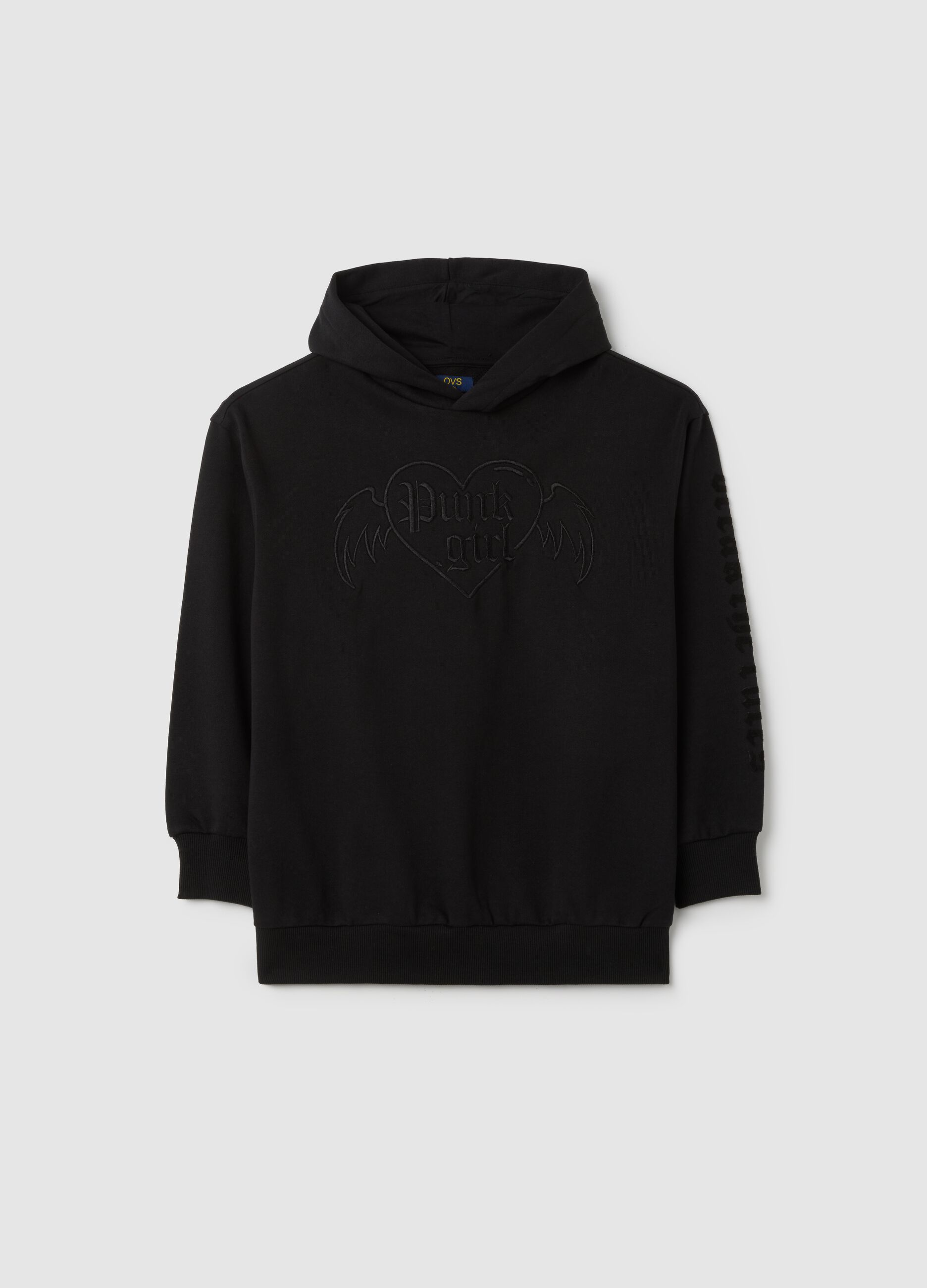Girls' pure cotton black hoodie