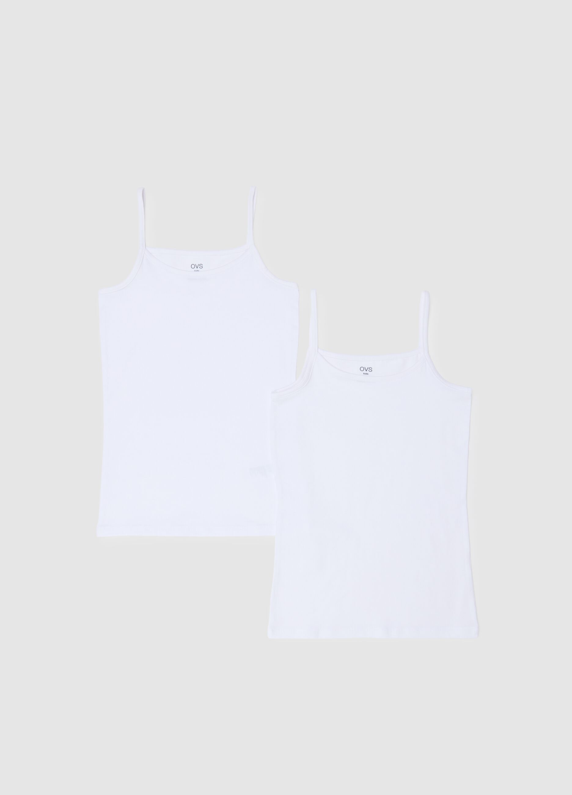 Two-pack of girls' regular fit white stretch cotton vests