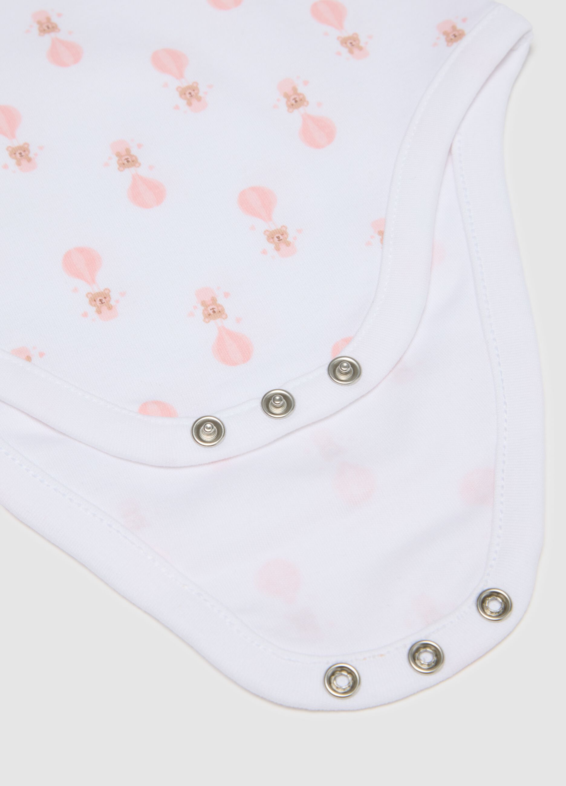 White and Pink Cotton Bodysuit for Girls