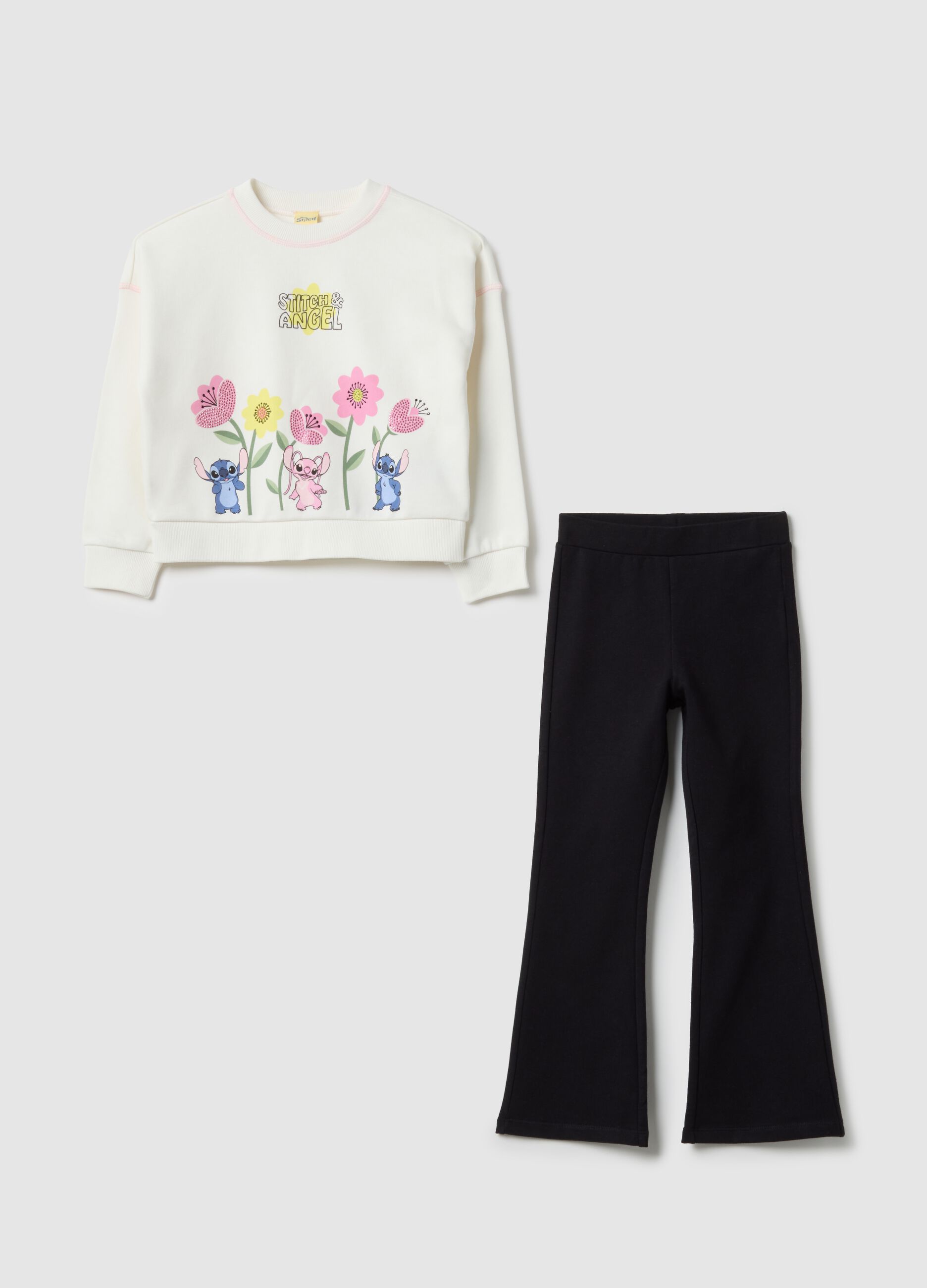 Multicolour cotton blend sweatshirt and trousers set for girls with regular fit