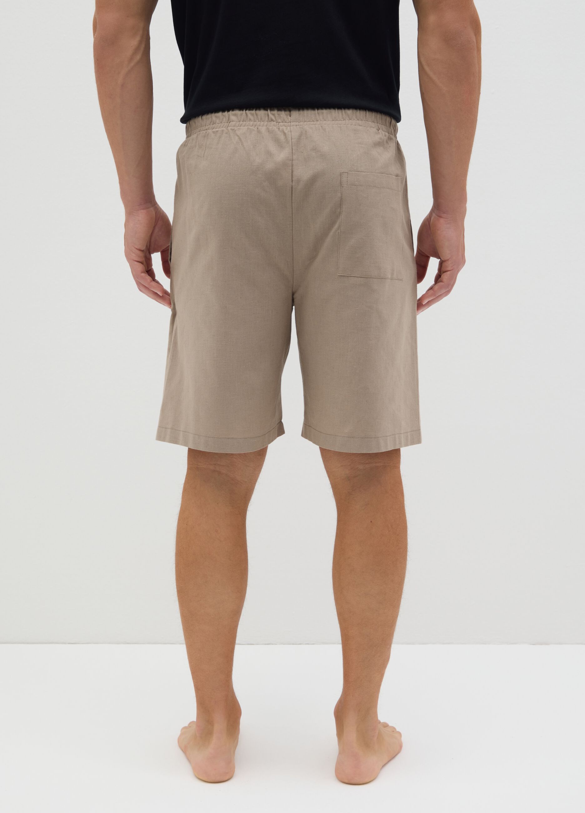 Beige pyjama shorts in cotton and linen