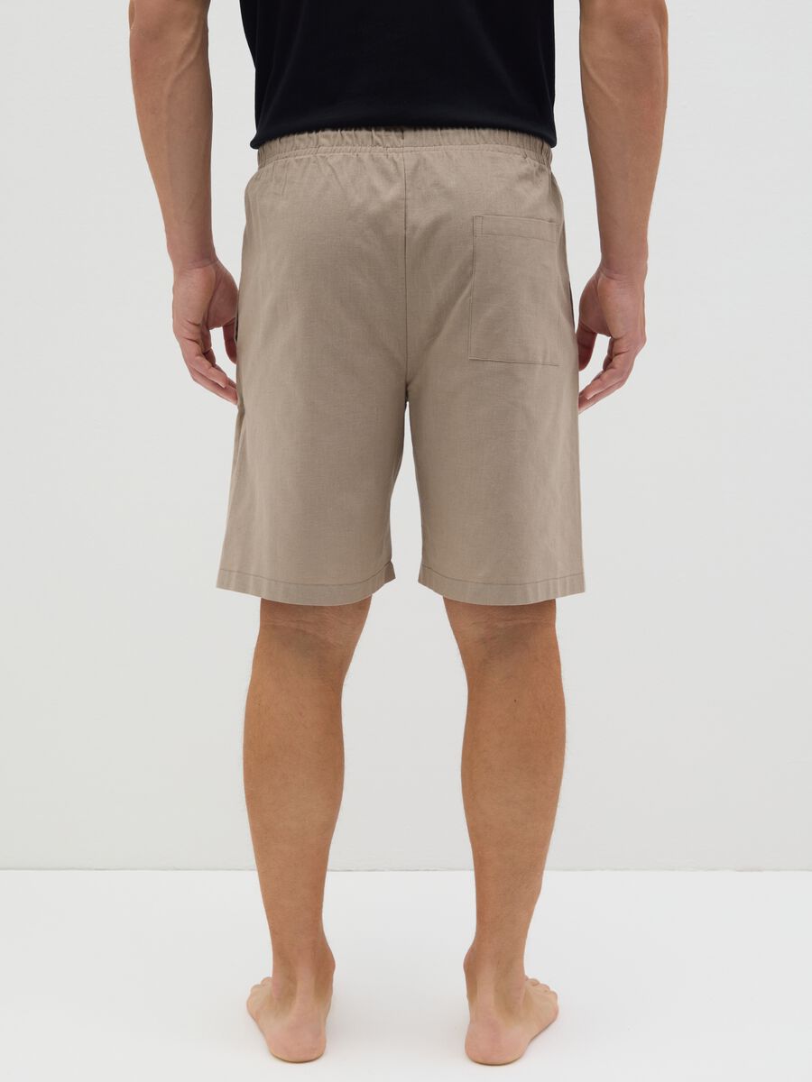 Beige pyjama shorts in cotton and linen_3