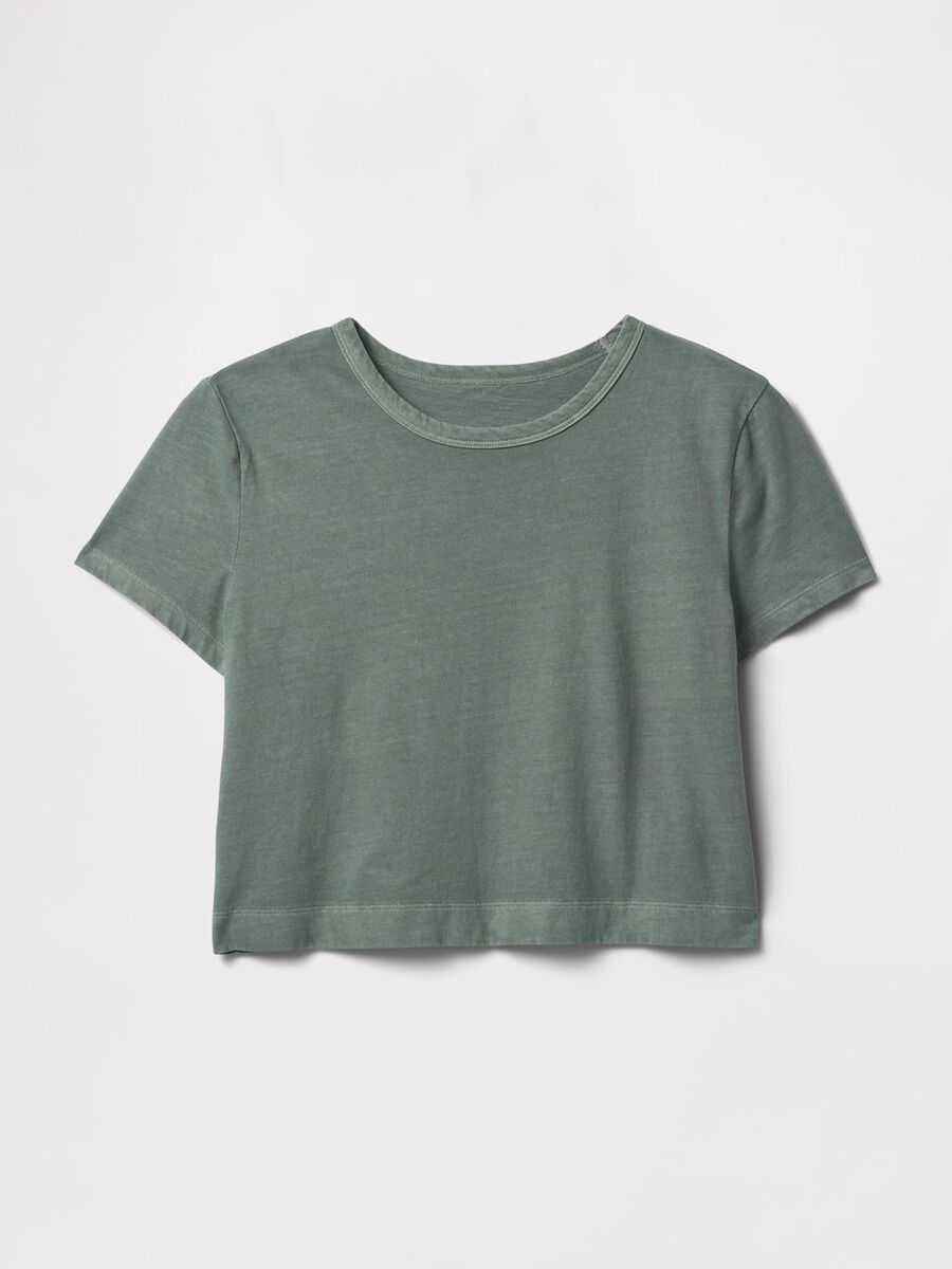 T-shirt cropped verde in cotone_3