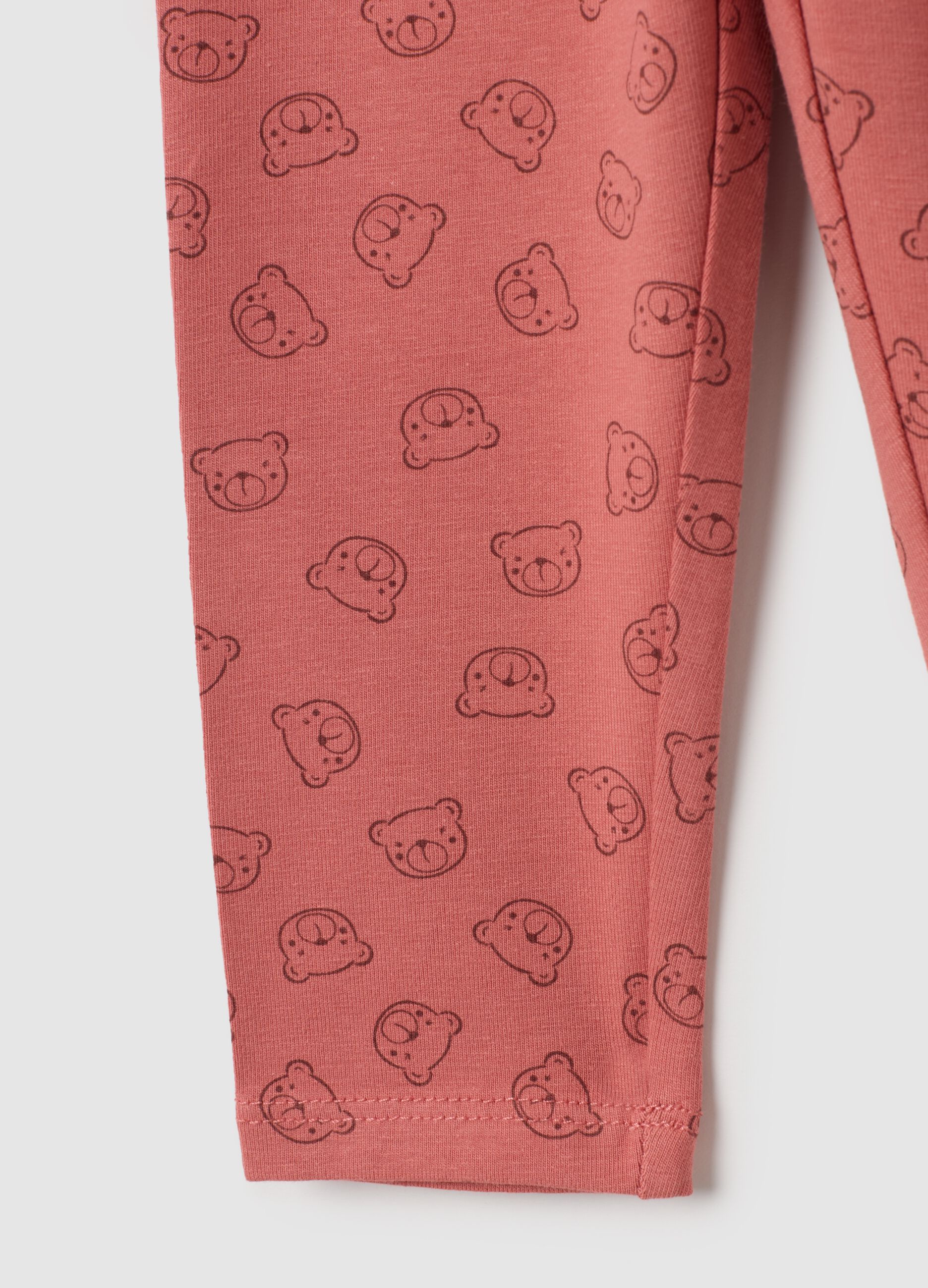 Leggings per bambine in cotone rosso elasticizzato