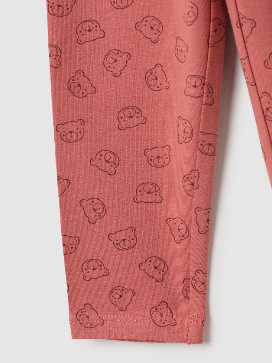 Leggings per bambine in cotone rosso elasticizzato_3