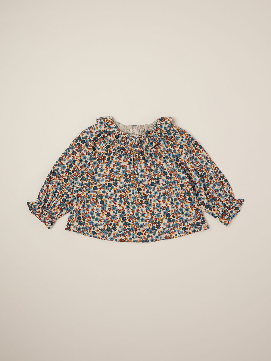 Multicolour viscose blouse with floral print_0