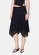 Black stretch skirt with asymmetric lace hem_1