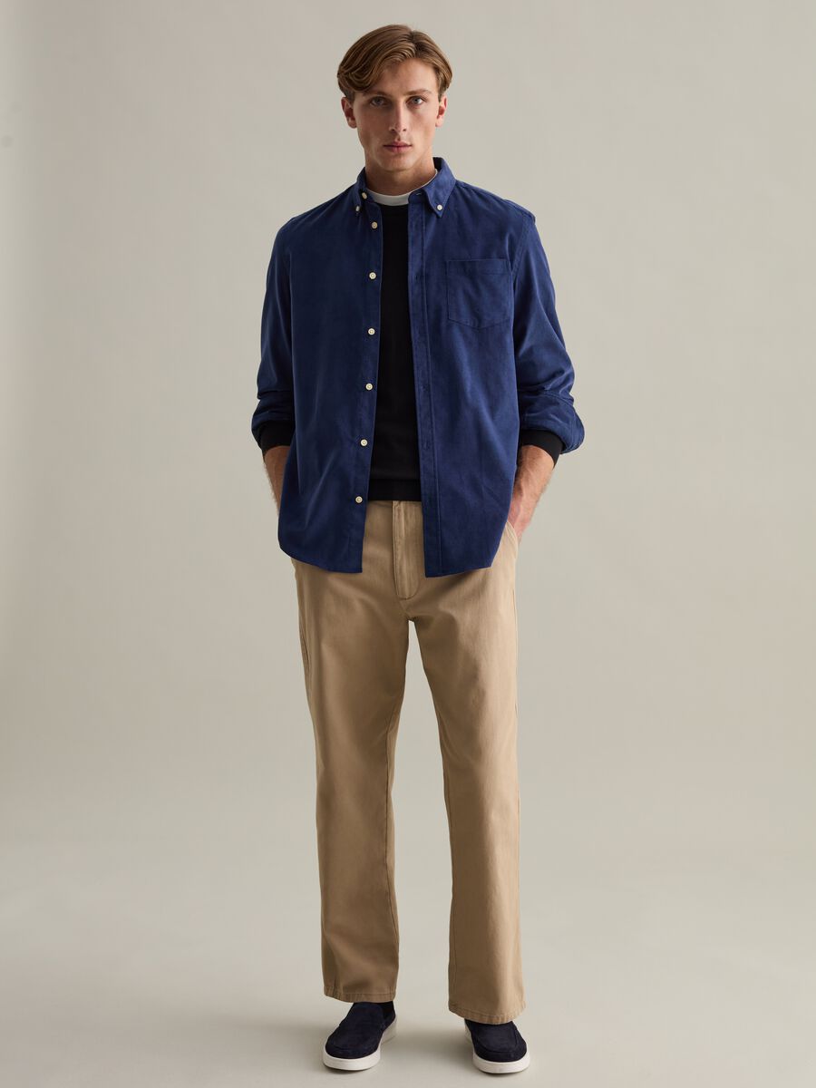Corduroy shirt with button-down collar_1
