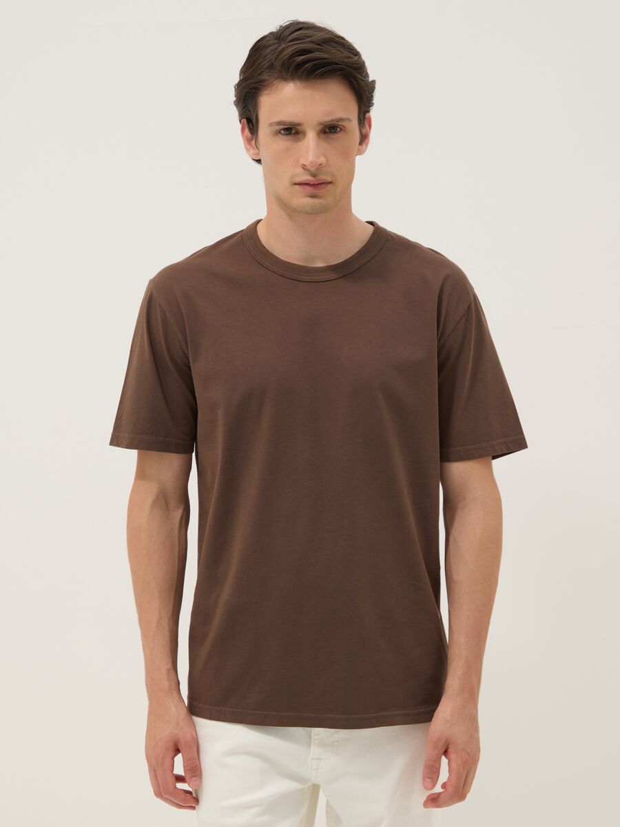 Brown pure cotton relaxed-fit T-shirt_1