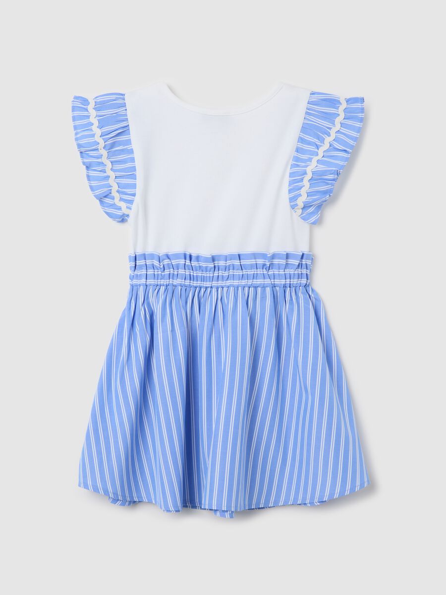 Dress with white and light blue stripes and floral embroidery_1