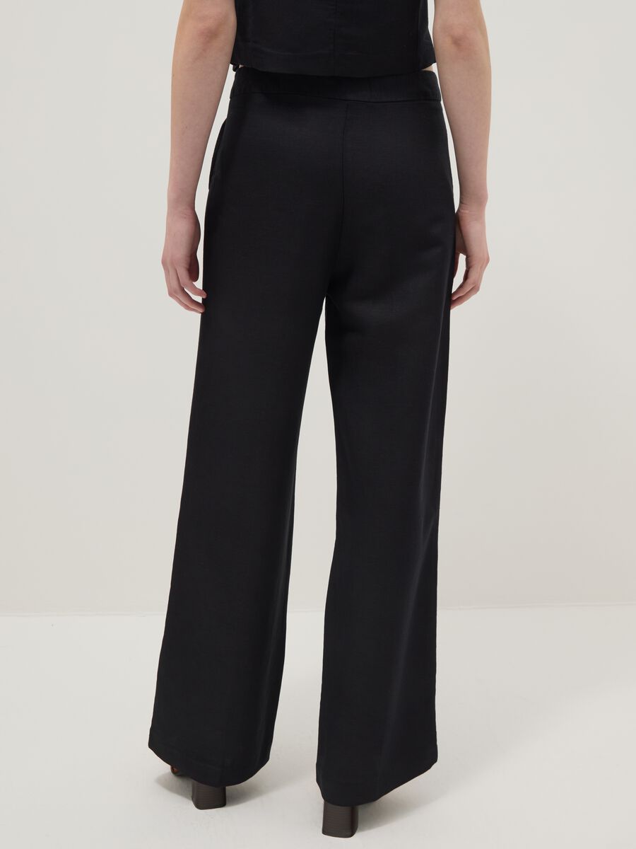 Black linen-viscose blend straight-fit trousers_2