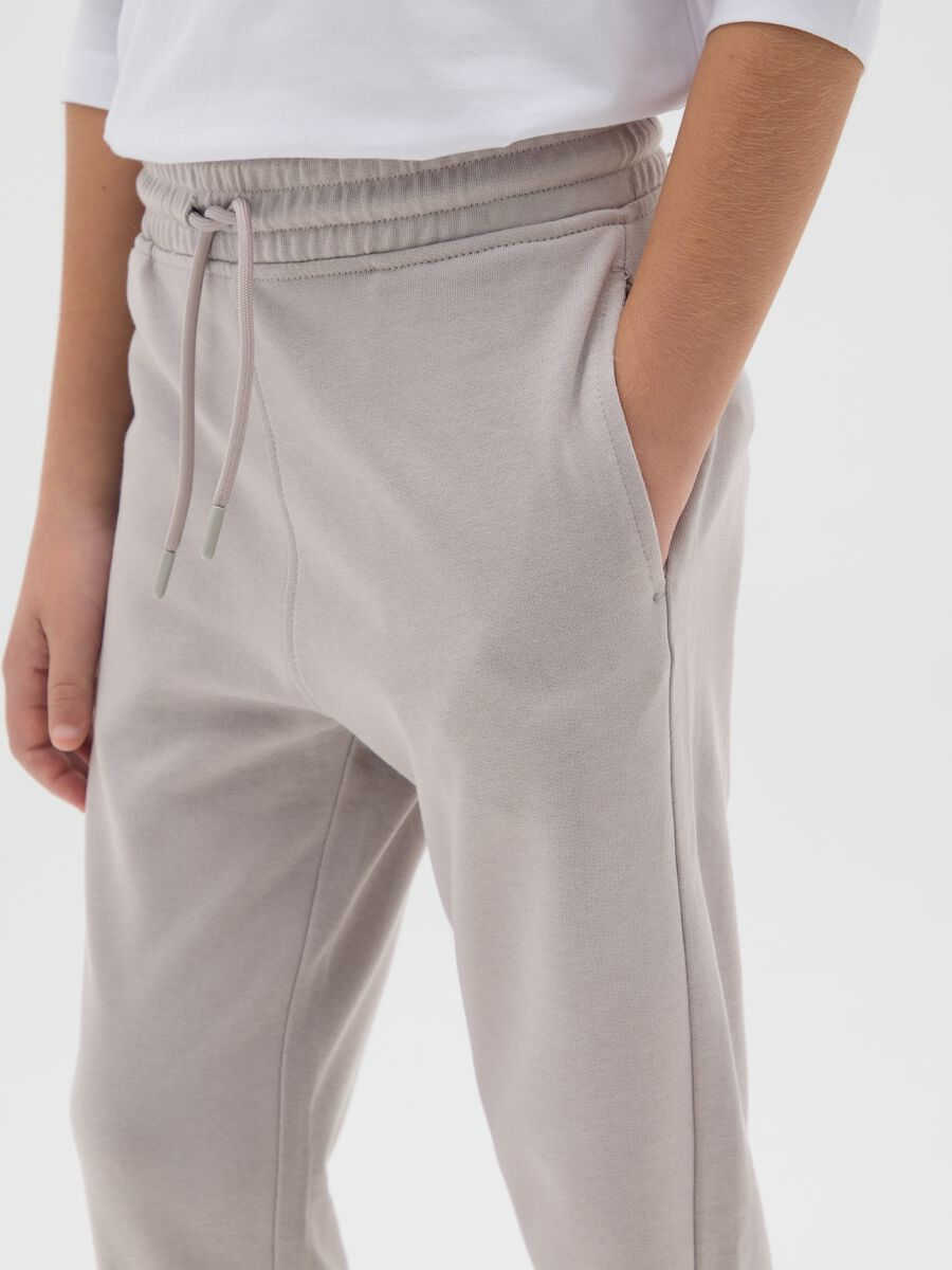 Pantaloni jogger da ragazzo in puro cotone grigio regular fit_3